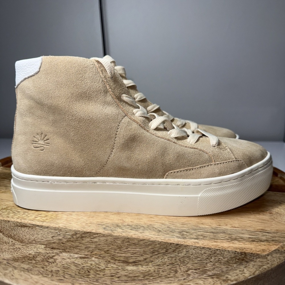 Soludos Women's Size 9.5 Shoes Ibiza Suede High Top Sneaker 1000854-270 Sand New - Picture 2 of 11